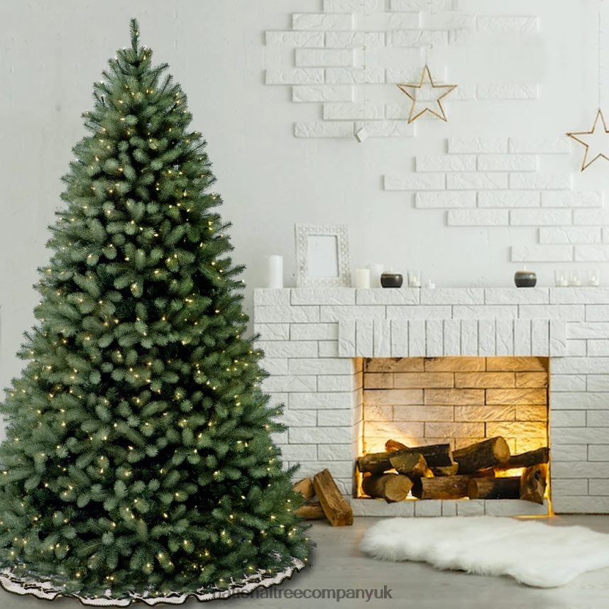 Trees | National Tree Company Pre-Lit \Feel Real\ Artificial Full Downswept Christmas Tree Green Douglas Blue Fir White Lights Includes Stand 65 feet F2L4F45